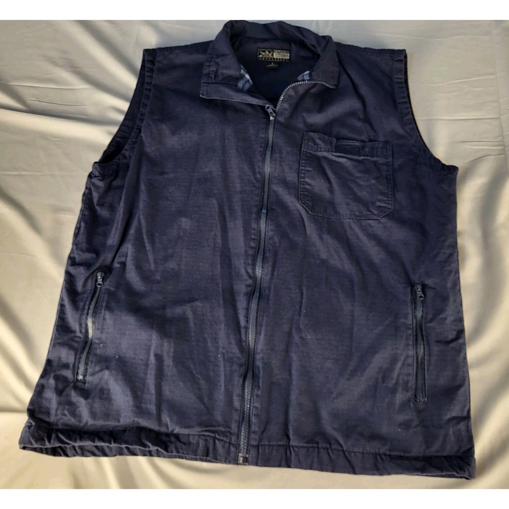 Canyon Guide Outfitters Mens L Blue w/ Plaid Fleece Lined Vest Full Zipper